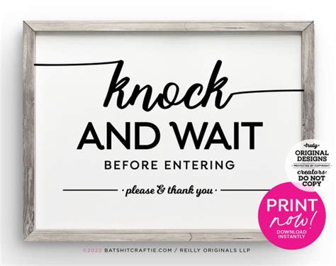 Knock And Wait Before Entering Printable Sign Wall Art Decor Etsy Uk