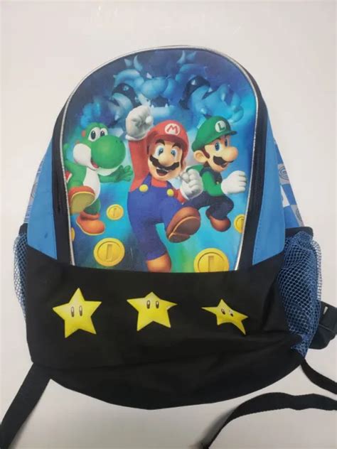 Nintendo Super Mario Bros Backpack Luigi Mario Yoshi 16 School Bag