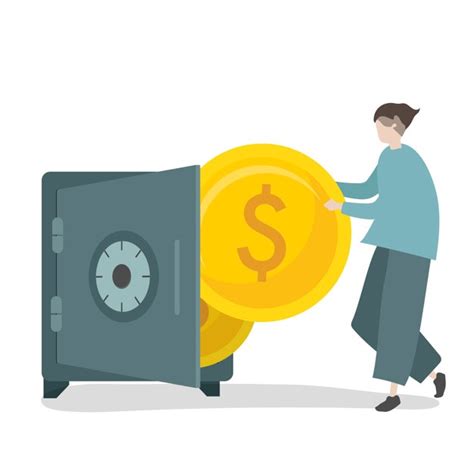 Illustration Of Character Saving Money In Safe Vector Free Download