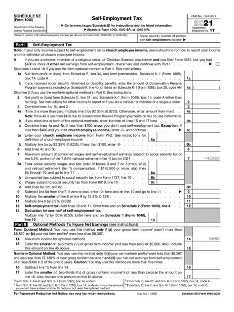 Irs 1040 Schedule Se 2021 2022 Fill And Sign Printable Template