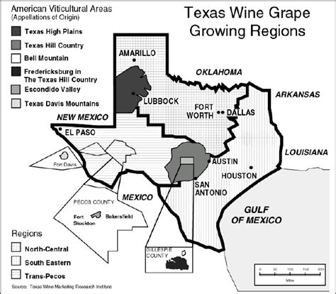 Texas Wine Grape Growing Regions Source Texas Wine Marketing Research