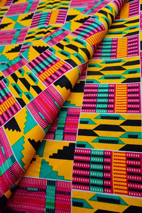 Pink African Kente Print Fabric By The Yard Kente Cloth 100 Etsy Uk