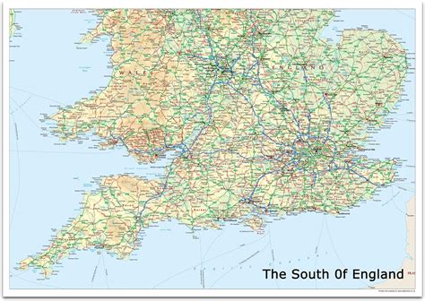 The South Of England Map 100 X 70 Cm Uk Stationery