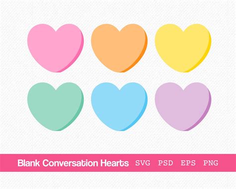 Blank Conversation Hearts Svg Conversation Hearts Png Etsy Canada