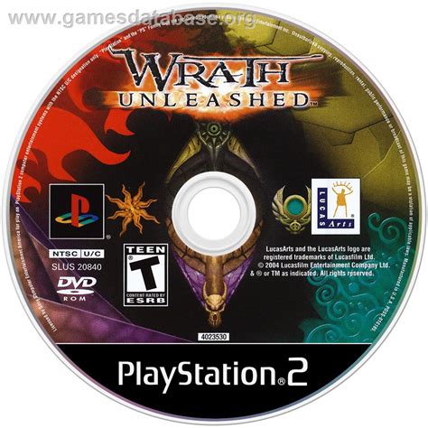 Wrath Unleashed Sony Playstation 2 Artwork Disc