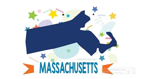 Massachusetts State Clipart Usa Massachusetts Illustrated Stylized Map