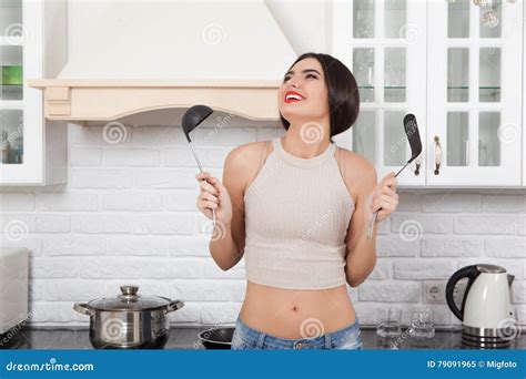 Beautiful Girl In The Kitchen Stock Image Image Of Adult Breakfast