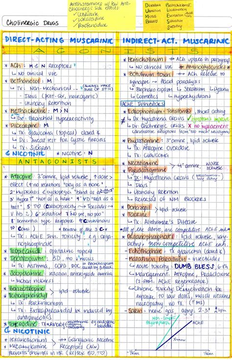 My Notes For Usmle — Cholinergic Agonists And Antagonists Nursing