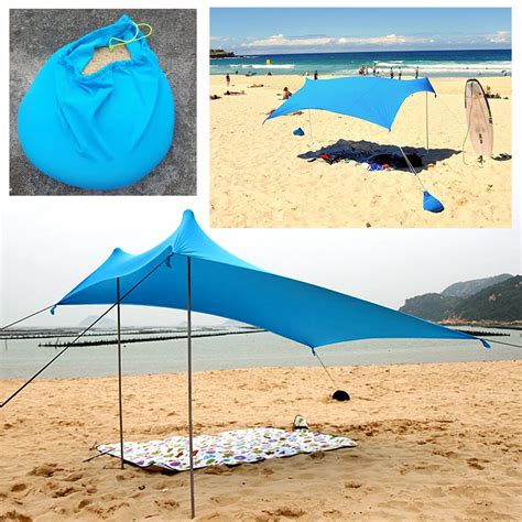 3 4 Person Beach Sunshade Canopy Upf50 Uv Protection Sun Shelter Tarp