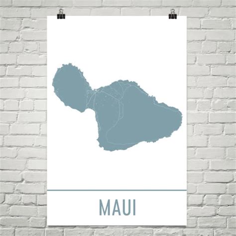 Maui Map Maui Art Maui Hi Print Maui Hawaii Poster Maui Etsy