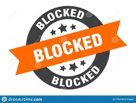 Blocked Sign Blocked Round Ribbon Sticker Stock Vector Illustration