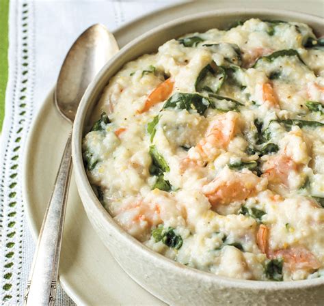 Serve Up Parmesan Cheese Grits With Spinach And Shrimp