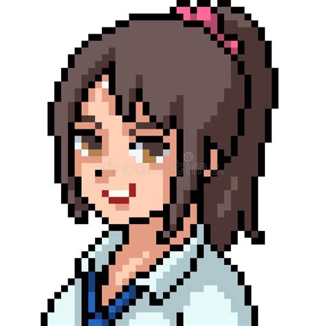 Vector Pixel Art Anime Girl Stock Vector Illustration Of White Cute
