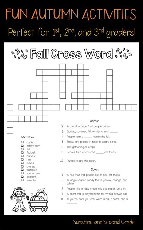 Fall Into Learning Seasonal Crossword Puzzle Freebie