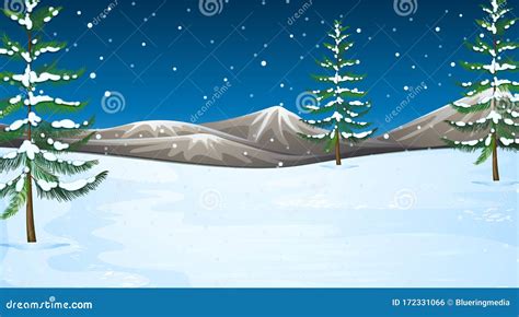Background Scene With Snow In The Field Stock Vector Illustration Of