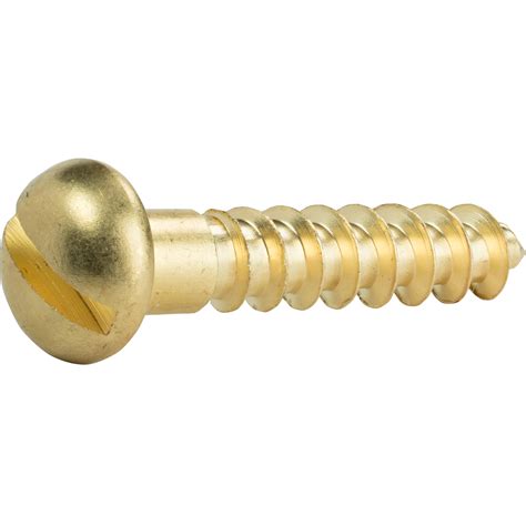 9 Round Head Slotted Drive Wood Screws Solid Brass All Lengths In