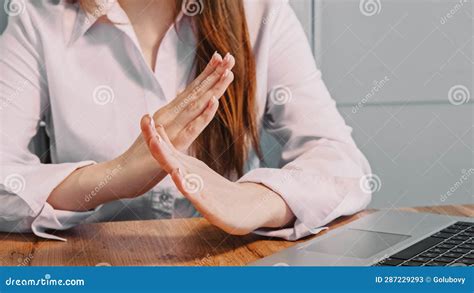 No Hands Forbidden Gesture Unrecognizable Woman Stock Image Image Of