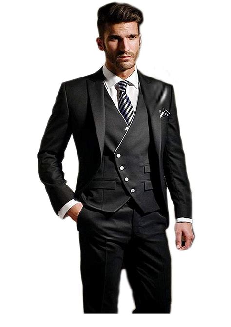 Get contact details & address of companies manufacturing and supplying men wedding suits, gents wedding suits across india. Men's Slim Fit Black 3 Piece Suit Blazer Dress Business ...