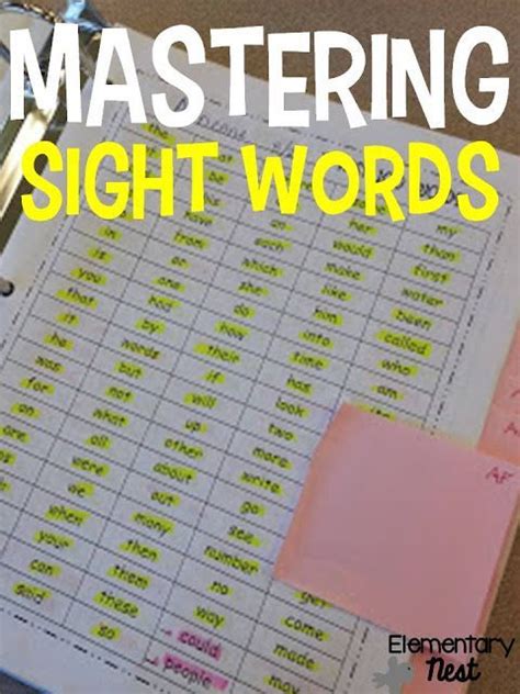 Mastering Sight Words Elementary Nest Sight Words Word Work
