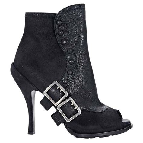 Christian Dior Boot Black Knee High Leather Modern Stirrup 39 9 At 1stdibs