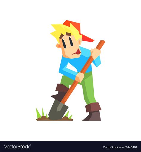 Boy Digging The Ground Royalty Free Vector Image