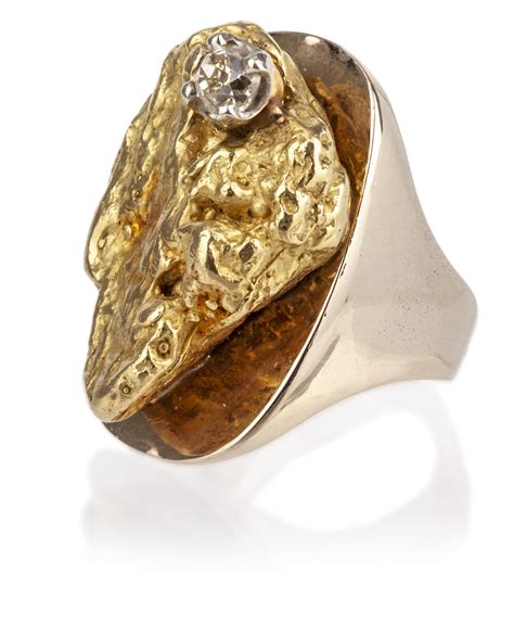 Gold Nugget Diamond 14k Ring Witherells Auction House