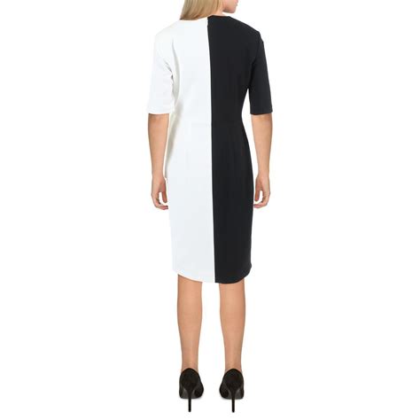 Calvin Klein Womens White Colorblock Knee Length Sheath Dress 4 Bhfo