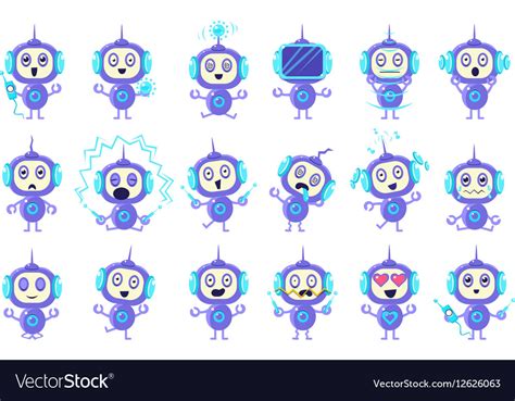 Robot Different Emotions Set Royalty Free Vector Image
