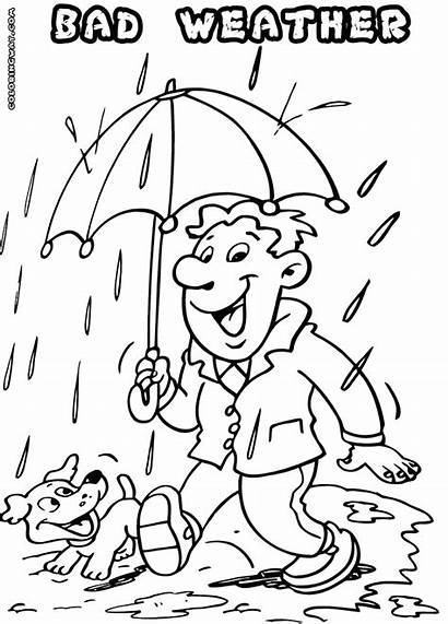 Weather Coloring Rainy Drawing Colouring Bad Sheets