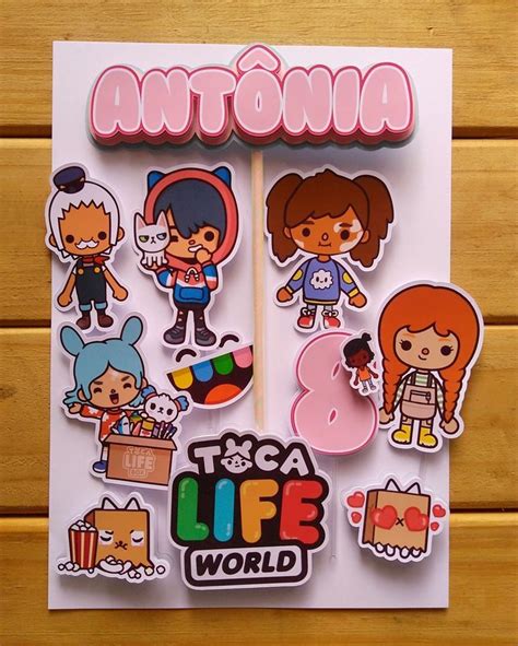 Topo De Bolo Personalizado Toca Life World Toca Life Birthday Party