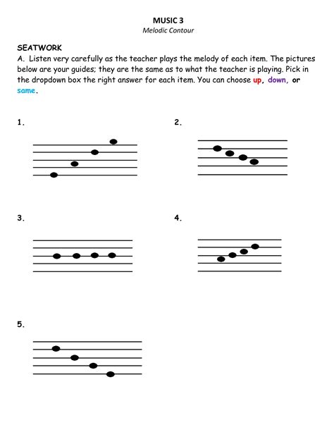 Q2 Music 3 Lesson 2 Melody Contour Interactive Worksheet Edform
