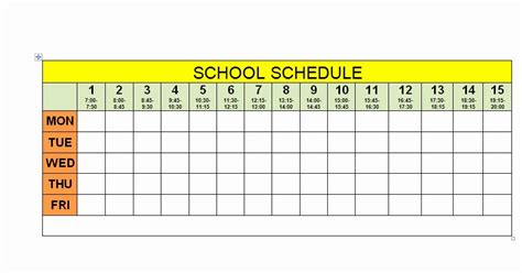 High School Schedule Template New Schedule For School Printable