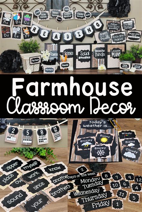 Farmhouse Neutral Classroom Decor Bundle Rustic Shabby Chic Rustic Classroom Decor Middle