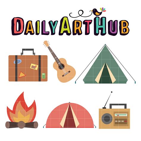 Scout Camping Elements Collection Clip Art Set Daily Art Hub