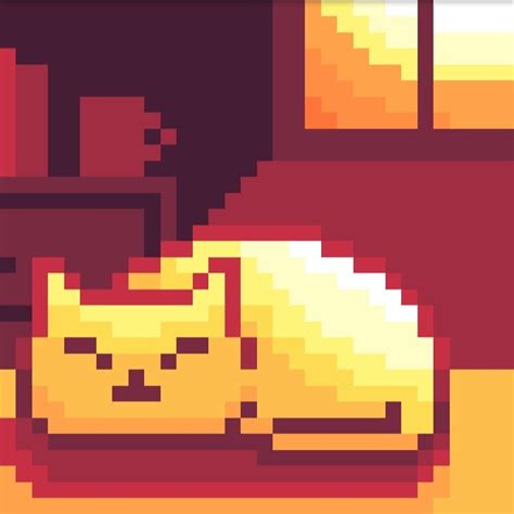 A Pixelated Image Of A Cat Sleeping On The Floor In Front Of A Window