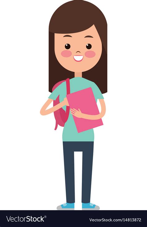 Cute Girl Student Elementary Cheerful Royalty Free Vector