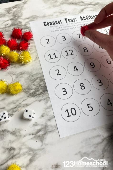Free Printable Connect 4 Addition Math Game