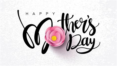 Happy Mothers Day Word With Pink Rose In White Background Hd Happy