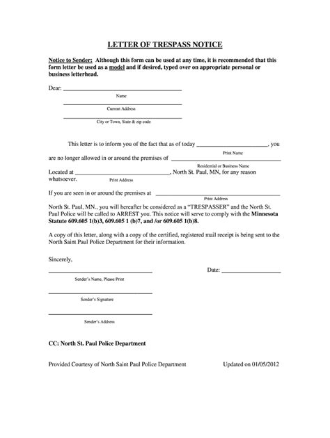 Printable No Trespassing Letter Ontario 2012 2024 Form Fill Out And