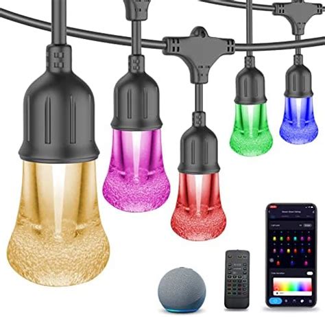 Ula1l Smart Patio String Lights Outdoor 48ft Commercial Grade Cafe