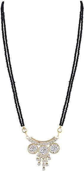 Apara Gold Plated Stones Black Mani Mangalsutra Jewellery For Women