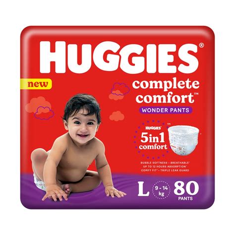 Huggies Complete Comfort Wonder Baby Diaper Pants Large 80 Count Price
