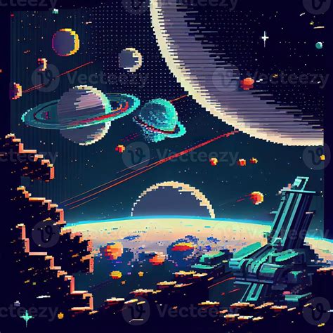Pixel Art Space Background Ai Generated 22459390 Stock Photo At Vecteezy