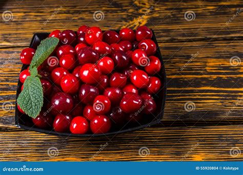 Bowl Of Ripe Red Cherries Stock Photo Image Of Delicious 55920804