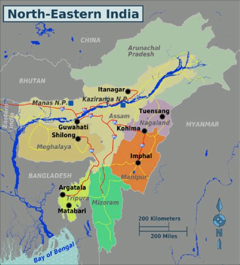 India Map With North East States United States Map