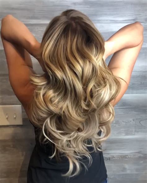 This Full Beautiful Curled Balayage Look Was Created Using Two Packs Of Glam Seamless 20 Ash
