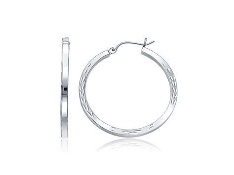 Diamond Cut Hoop Earrings In 14k White Gold Richard Cannon Jewelry