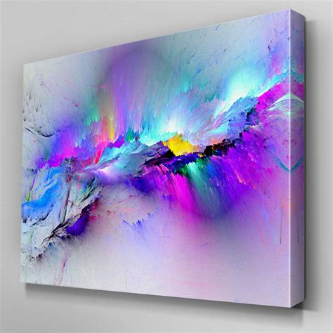 Ab968 Modern Multicoloured Blue Canvas Wall Art Abstract Picture Large