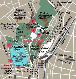 Satellite map of ueno park, tokyo, japan. From Ueno to Akihabara