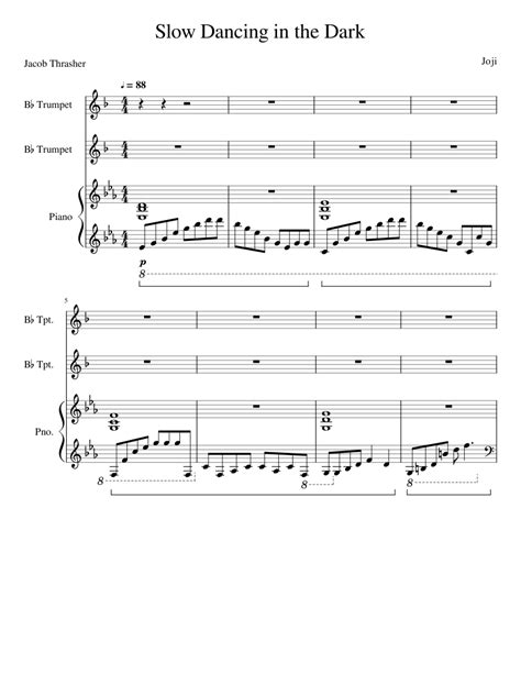 Slow Dancing In The Dark Joji Sheet Music For Piano Trumpet